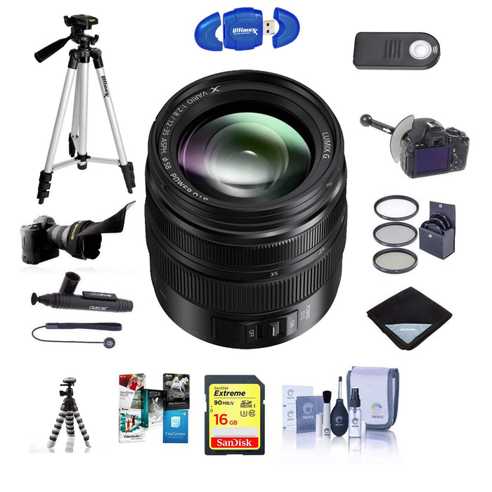 Panasonic Lumix G X Vario 12-35mm f/2.8 II ASPH. POWER O.I.S. Lens 58mm Accessory Bundle