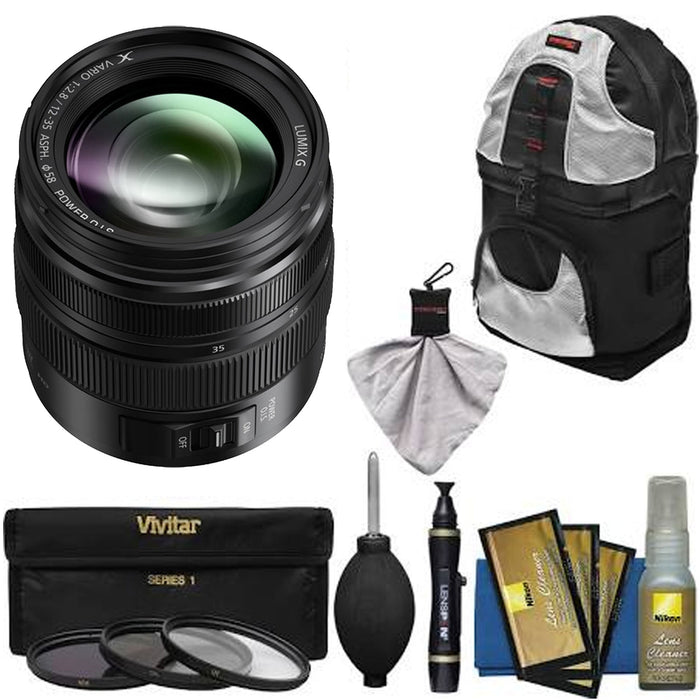 Panasonic Lumix G X Vario 12-35mm f/2.8 II ASPH. POWER O.I.S. Lens 58mm Backpack Bundle