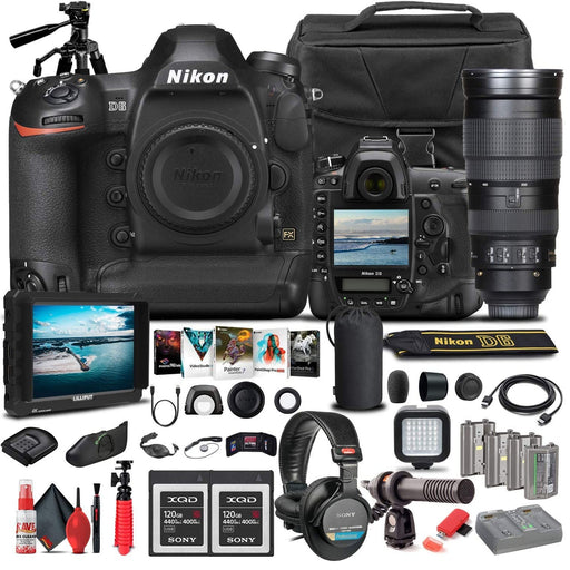 Nikon D6 DSLR Camera (Body Only) Nikon 200-500mm Lens 4K Monitor 2 x 120GB XQD Headphones 3 x ENEL18C Battery Mic Corel Software Tripod More