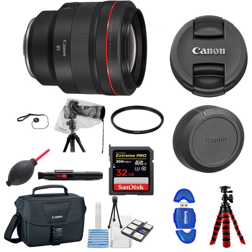 Canon RF 85mm f/1.2L USM Lens with 32 GB LensRain Cover | Cleaning Kit &amp; UV Filter Package