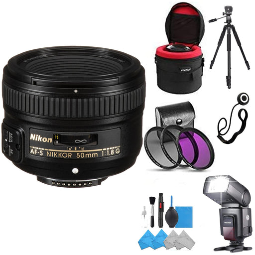 Nikon AF-S FX NIKKOR 50mm f/1.8G Lens Deluxe Filter Bundle