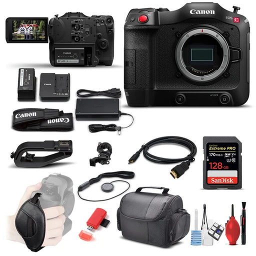 Canon EOS C70 Cinema Camera (RF Lens Mount) + 128GB Card + Case + More: Base Bundle