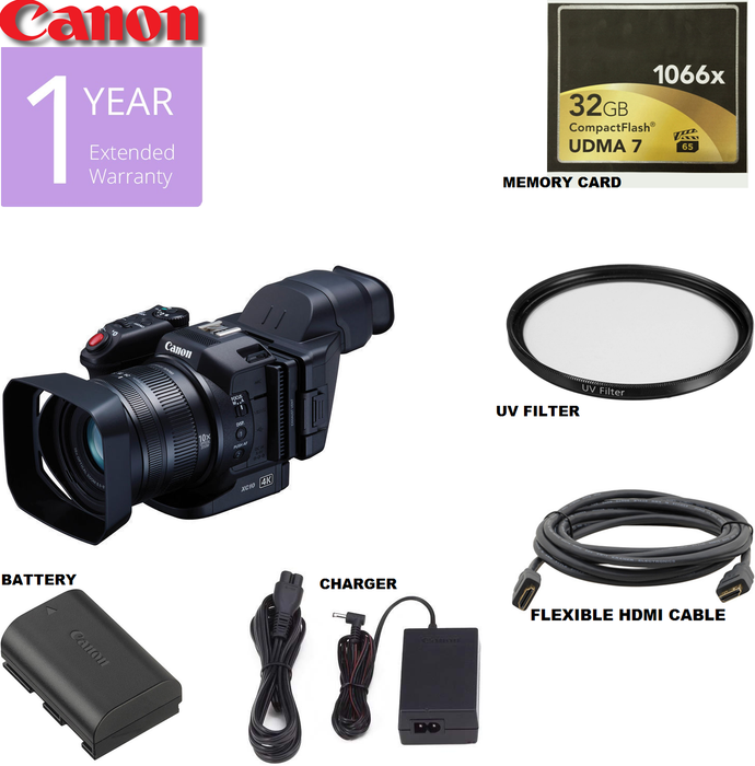 Canon XC10 4K Professional Camcorder 32GB CF Starter Bundle