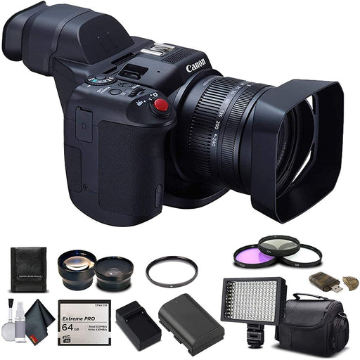 Canon XC10 4K Professional Camcorder with 64GB CF , Extra Battery, UV Filter, LED Light, Case, Telephoto Lens, Wide Angle Lens, and More - Bundle