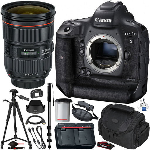 Canon EOS-1D X Mark II DSLR Camera with Canon EF 24-70mm f/2.8 II USM Lens Advanced Bundle