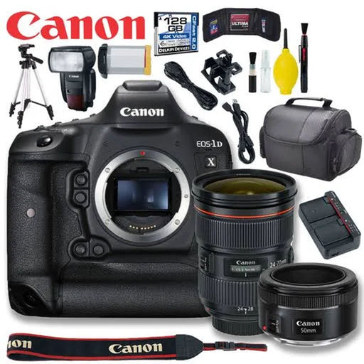 Canon EOS-1D X Mark II DSLR Camera with Canon EF 24-70mm f/2.8L II USM | Canon EF 50 F 1.8 STM Lens Supreme Bundle