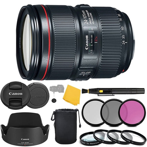 Canon EF 24-105mm f/4L IS II USM Lens USA W/ 3 Piece Filter Set | 4 Piece Close Up Macro Filters | Lens Cleaning Pen | Pro Accessory Bundle