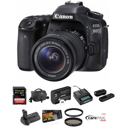 Canon EOS 80D DSLR Camera with 18-55mm Lens Deluxe Kit