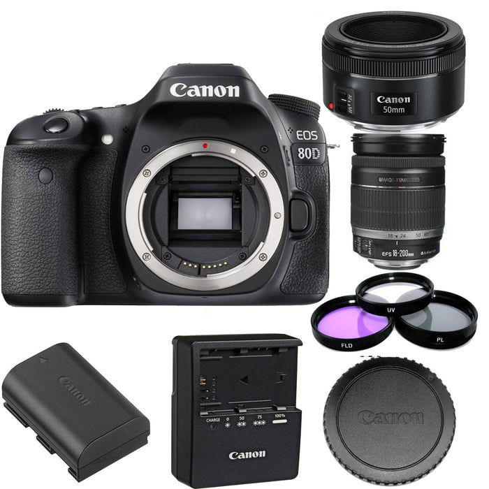 Canon EOS 80D with 18-200mm IS Lens &amp; Canon EF 50mm f/1.8 STM Lens with Filter Kit