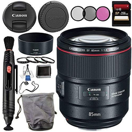 Canon EF 85mm f/1.4L IS USM Lens with 256GB Memory Card Starter Package