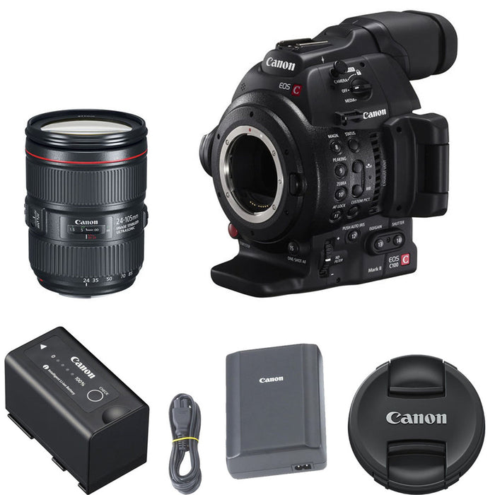 Canon Eos C100 Mark II with Dual Pixel CMOS AF &amp; EF 24-105mm f/4L Is II USM Zoom Lens Kit