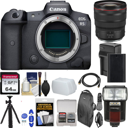 Canon EOS R5 Mirrorless Digital Camera with Canon RF 24-70mm f/2.8L IS USM with 64GB Additional Accessories Bundle