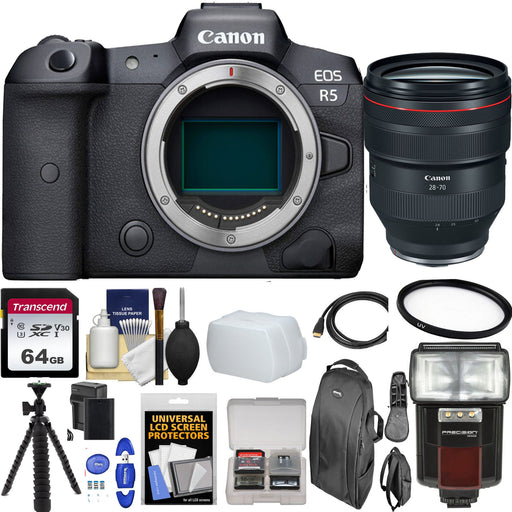 Canon EOS R5 Mirrorless Digital Camera with Canon RF 28-70mm f/2L USM with 64GB Additional Accessories Bundle