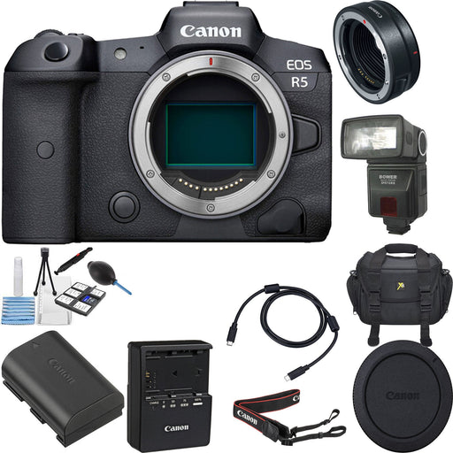 Canon EOS R5 Mirrorless Digital Camera (Body Only) with Mount Adapter EF-EOS R Starter Bundle