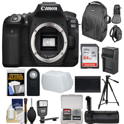 Canon EOS 90D DSLR Camera (Body Only) With Sandisk 64GB MC | Battery Grip | &amp; More