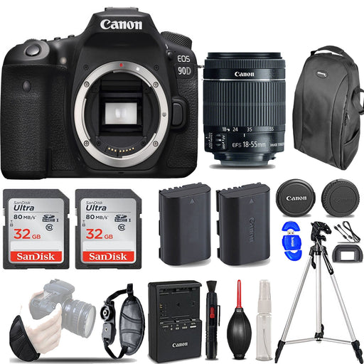 Canon EOS 90D DSLR Camera with 18-55mm Lens with 64GB Starter Bundle