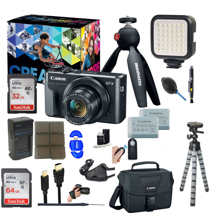 Canon PowerShot G7 X Mark II 20.1MP 4.2x Optical Zoom Digital Camera Video Creator Kit || 64GB SDXC Memory Card + Accessory Bundle