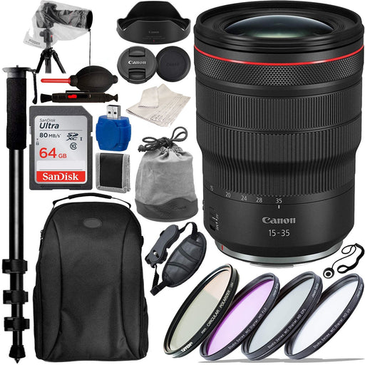 Canon RF 15-35mm f/2.8L IS USM Lens with SanDisk Ultra 64G Memory Card, 3PC Multi-Coated Filter Set Bundle