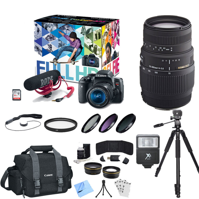 Canon EOS Rebel T6i/800D DSLR Camera with 18-55mm and 70-300mm Lens Bundle