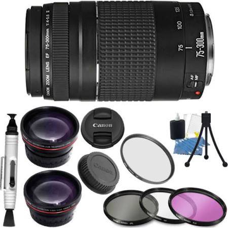 Canon Zoom Telephoto EF 75-300mm f/4.0-5.6 III Lens for T3 T3i T5 T5i 60D 70D Kit