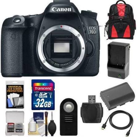 Canon EOS 70D/80D Digital SLR Camera Body with 32GB Card Battery & Charger Backpack Accessory Kit