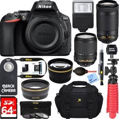 Nikon D5600 24.2MP DX-Format DSLR Camera + AF-S 18-140mm &amp; 70-300mm ED VR Lens + Accessory Bundle