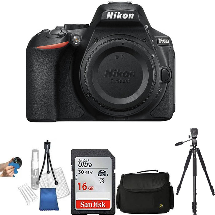 Nikon D5600 DSLR Camera Body (Black) With 16GB Starter Bundle