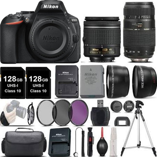 Nikon D5600 Digital SLR Camera with 18-55mm VR &amp; 70-300mm |256GB &amp; More -4 Lens Kit