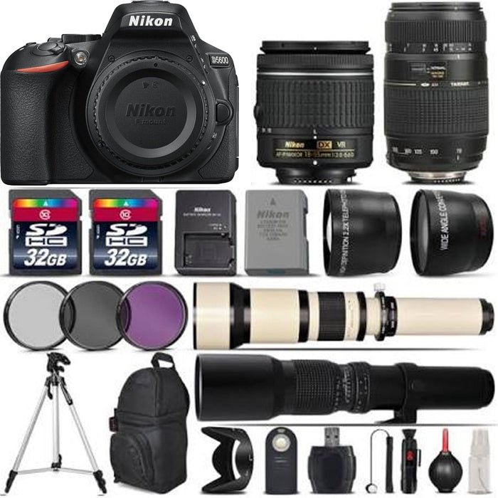 Nikon D5600 DSLR Camera + 18-55mm AF-P Lens + 70-300mm + 650-1300mm + 500mm Lens MEGA BUNDLE