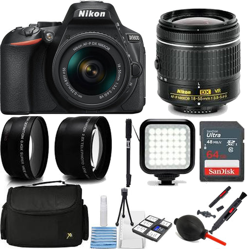 Nikon D5600 DSLR Camera with 18-55mm Lens w/ 64GB MC + Additional Accessories Bundle