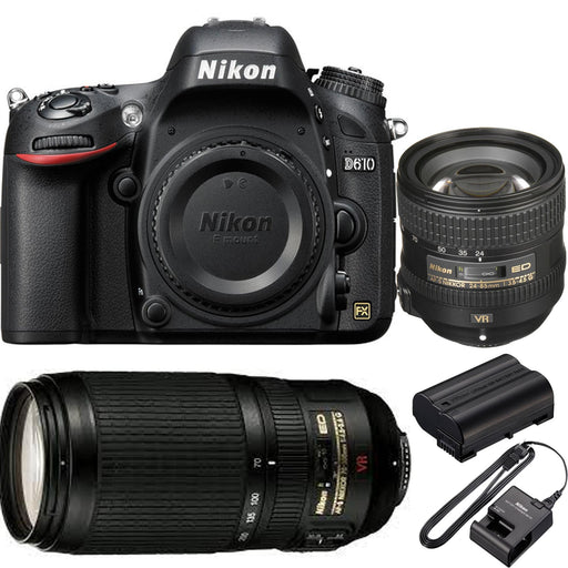 Nikon D610 DSLR Camera with Nikon AF-S NIKKOR 24-85mm f/3.5-4.5G ED &amp; AF-S VR Zoom-Nikkor 70-300mm f/4.5-5.6G IF-ED Lens Kit