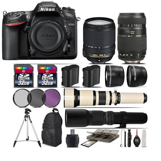 Nikon D7200/D7500 DSLR Camera |Nikon 18-140mm VR |70-300mm |500mm |Flash -64GB Supreme Bundle