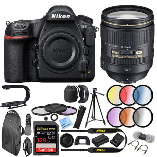 Nikon D850 DSLR Camera w/ 24-120mm f/4G ED VR AF-S NIKKOR Lens Bundle