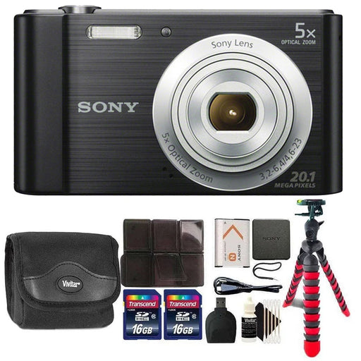 Sony Cyber-shot DSC-W800 Digital Camera (Black) with Sandisk 32GB Accessory Kit