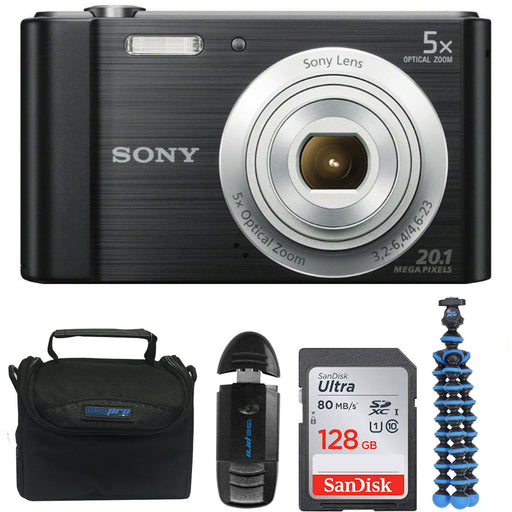 Sony Cyber-shot DSC-W800 Digital Camera (Black) with Sandisk 128GB Essential Package