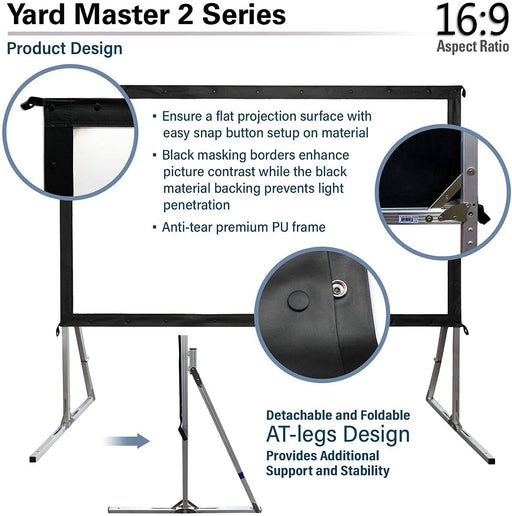 Elite Screens Yard Master 2, 120 inch Outdoor Projector Screen with Stand 16:9, 8K 4K Ultra HD 3D Fast Folding Portable Projection Screen