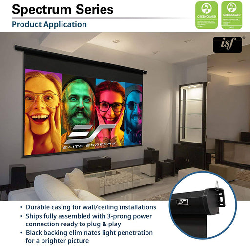 Elite Screens Spectrum Electric Motorized Projector Screen with Multi Aspect Ratio Function Max Size 125-inch