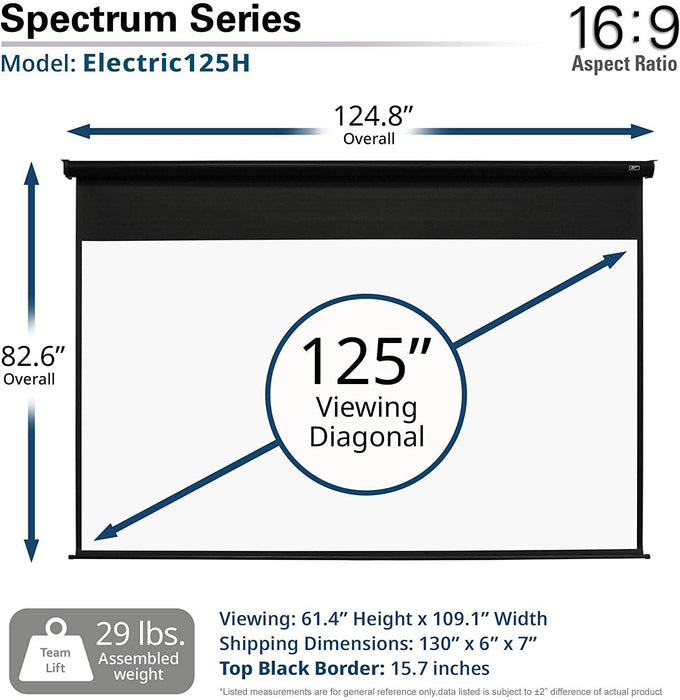 Elite Screens Spectrum Electric Motorized Projector Screen with Multi Aspect Ratio Function Max Size 125-inch