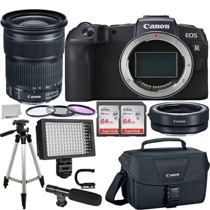 Canon EOS RP Mirrorless Digital Camera with 24-105mm Lens Mount Adapter EF-EOS R and Accessory Bundle