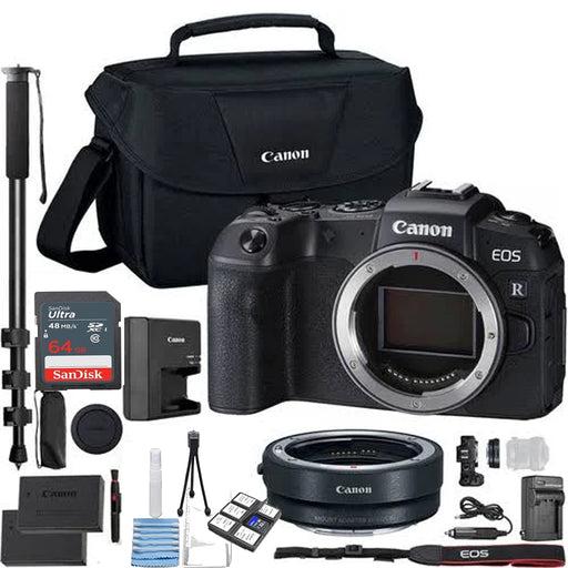 Canon EOS RP Mirrorless Digital Camera (Body Only) with EF-EOS R Lens Adapter | Extra Battery &amp; Case 64GB Kit