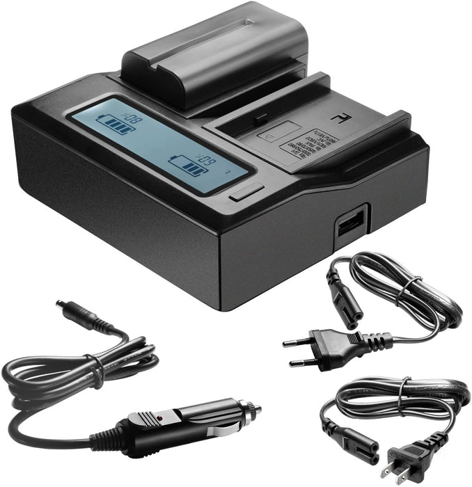 Neewer Dual-Channel LCD Display Battery Charger with 3 Plug(US Plug,EU Plug,Car Adapter) for Sony NP-F550