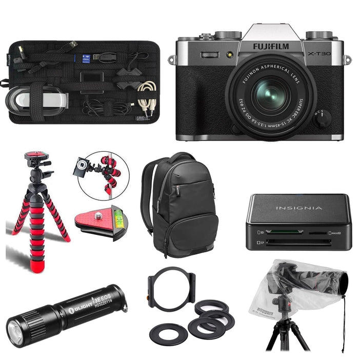 FUJIFILM X-T30 II Mirrorless Camera with 15-45mm Lens With Manfrotto Professional Backpack &amp; More