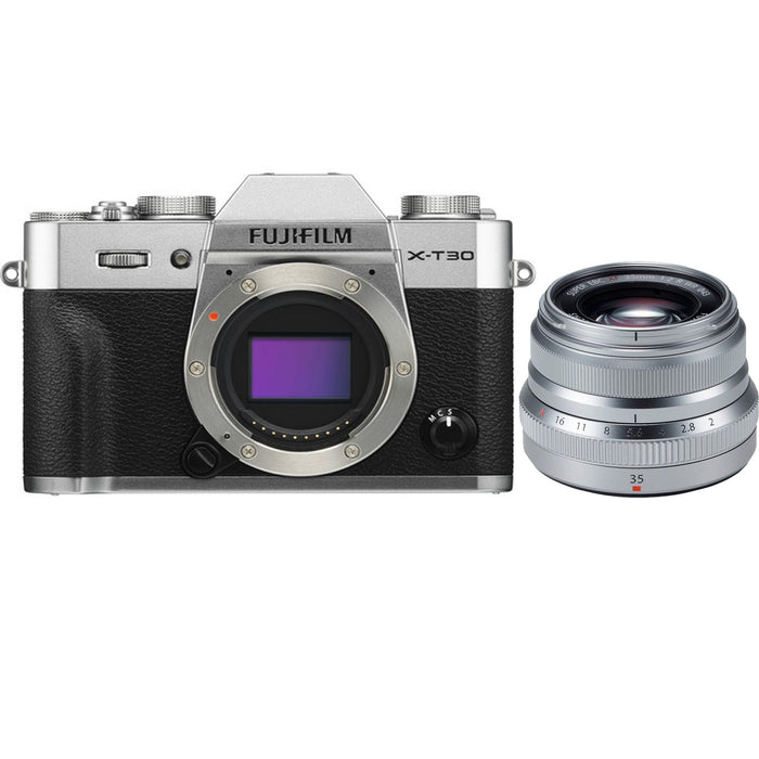 FUJIFILM X-T30 Mirrorless Digital Camera with 35mm f/2 Lens Kit (Silver)