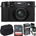 FUJIFILM X100V Digital Camera (Black) with Case | Sandisk 32GB Memory Card | 2x Spare Batteries &amp; AC/DC Charger Bundle