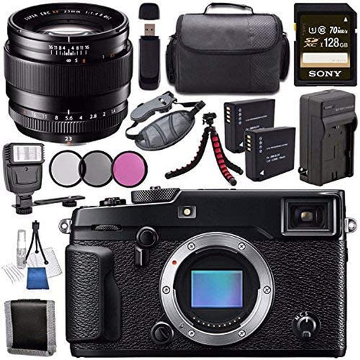 Fujifilm X-Pro2 Wi-Fi Digital Camera with 23mm f/2.0 XF Lens NP-W126 Battery + Charger + Sony 128GB SDXC Card + Case + Tripod + Flash Bundle