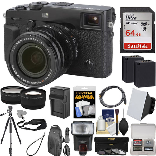 Fujifilm X-Pro2 Mirrorless Digital Camera with 18-55mm Lens | Sandisk 64GB | Flash | Filter | Spare Battery &amp; More Bundle