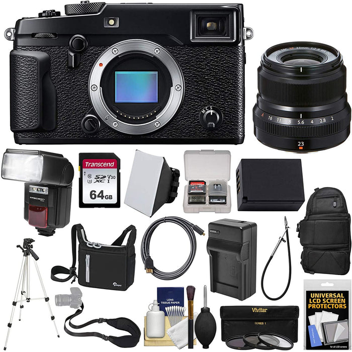 Fujifilm X-Pro2 Wi-Fi Digital Camera Body with 23mm f/2.0 XF Lens + 64GB Card + Case + Flash + Battery &amp; Charger + Tripod + Kit