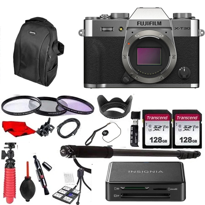 FUJIFILM X-T30 II Mirrorless Camera (Silver) W/ 256GB And More