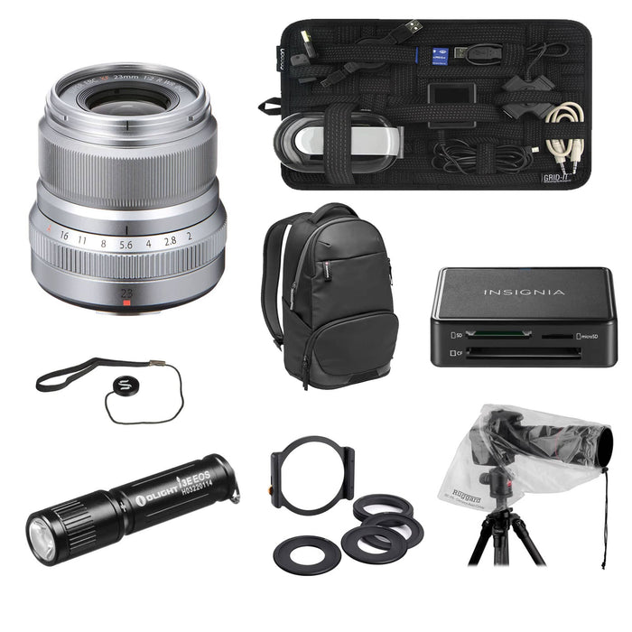 FUJIFILM XF 23mm f/2 R WR Lens (Silver) Manfrotto Kit &amp; More