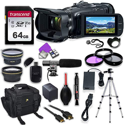 Canon Vixia HF G50 UHD 4K Camcorder with Premium Accessory Kit Including Padded Bag, Microphone, Filters &amp; 64GB High Speed U3 Memory